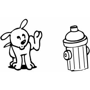 Dog With Hydrant coloring page