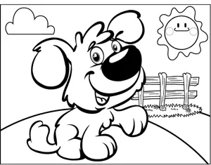 Dog by Fence coloring page