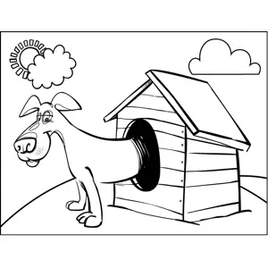 Dog in Kennel coloring page