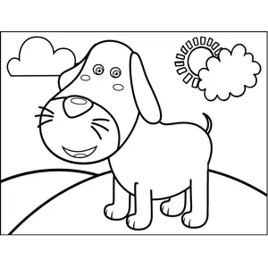 Dog on Hill coloring page
