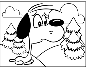 Sad Dog on Hill coloring page