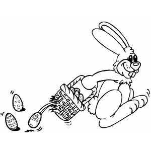 Running Bunny With Basket coloring page