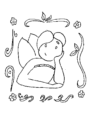 Fairy Thinking Coloring Page