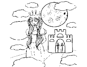 Princess With Clouds coloring page