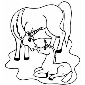 Unicorn And Foal coloring page