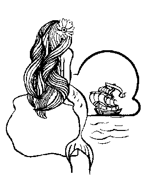 Waiting Mermaid Coloring Page