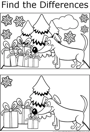 FTD Dog and Presents coloring page