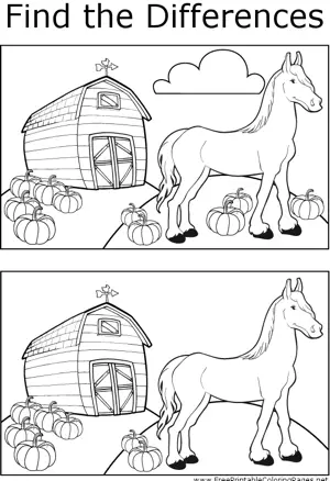 FTD Horse and Pumpkins coloring page