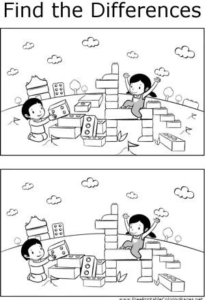 FTD Kids and Blocks coloring page