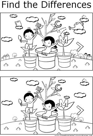 FTD Kids and Plants coloring page