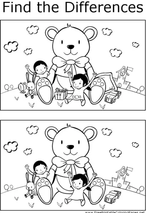 FTD Kids with Teddy Bear coloring page