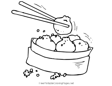 Chinese Dumplings coloring page