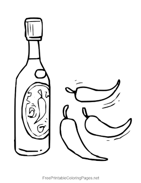 Hot Sauce And Peppers coloring page