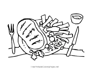 Steak Dinner coloring page