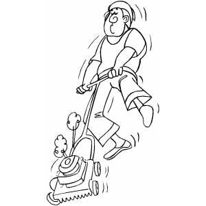 Man Mowing Lawn coloring page