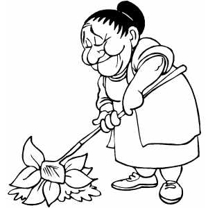 Old Woman Gardening coloring page