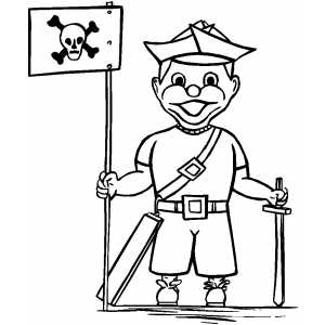 Pirate Costume With Flag coloring page