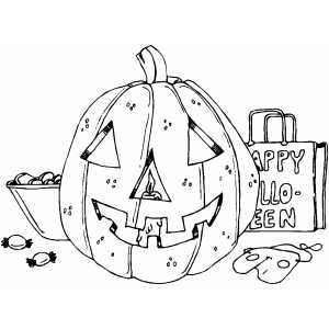 Pumpkin With Candies coloring page