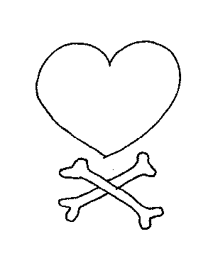 Heart and Crossbones Coloring Page