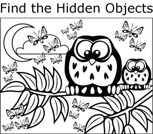 Owl and Butterflies coloring page