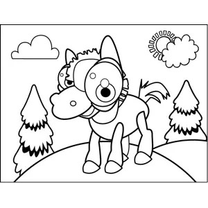 Cute Excited Horse coloring page