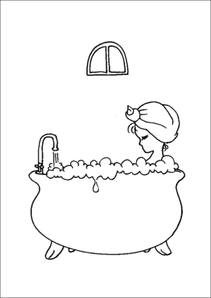 Bubble Bath In Old Tub coloring page