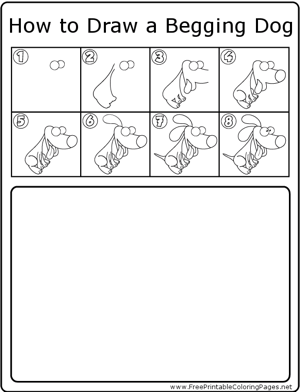 How to Draw Begging Dog coloring page