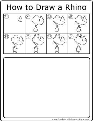 How to Draw Standing Rhino coloring page
