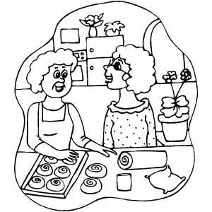 Baking Cinnamon Rolls coloring page