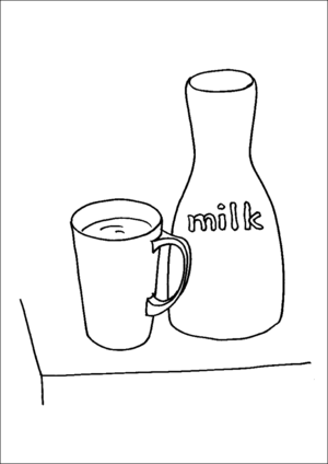 Bottle Of Milk And Cup coloring page