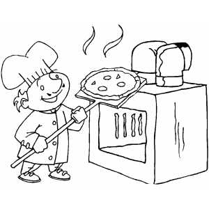 Chef Taking Off Pizza coloring page
