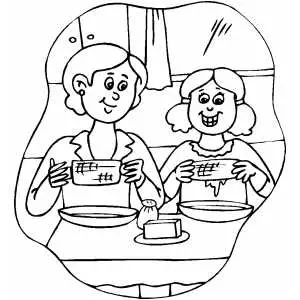 Family Eating Corn coloring page