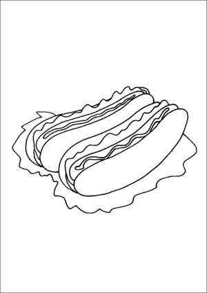 Hot Dogs On Buns coloring page