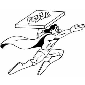 Superhero Delivering Pizza coloring page