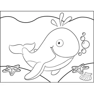 Cute Whale coloring page