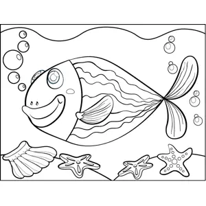 Fish and Starfish coloring page