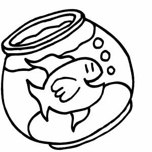 Happy Goldfish In Bowl coloring page