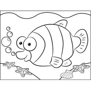 Happy Striped Fish coloring page