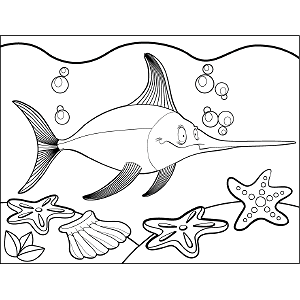 Swordfish Bubbles coloring page