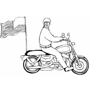 Motorcycle With Flag coloring page