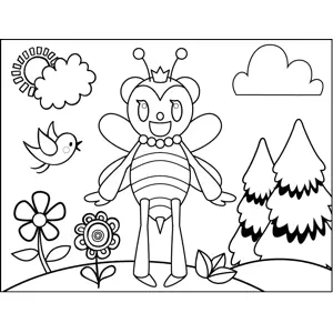 Cute Excited Bee coloring page