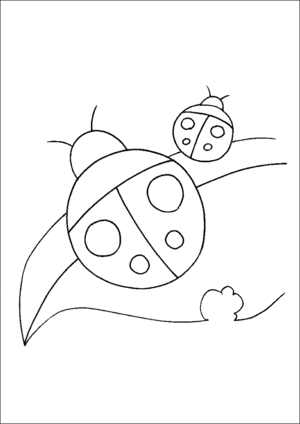 Two Ladybugs On A Leaf coloring page