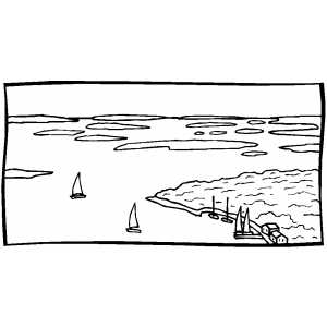 Bay With Sails coloring page