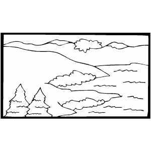 Mountains Near Sea coloring page