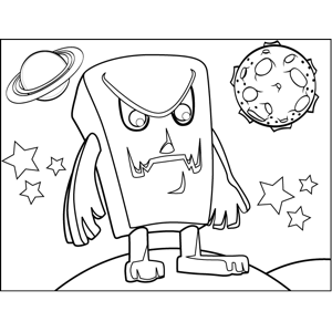 Angry Block Monster coloring page