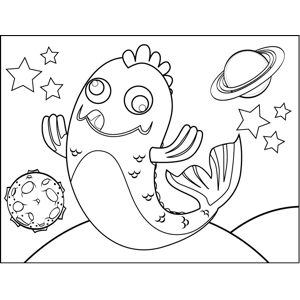 Goofy Space Fish coloring page
