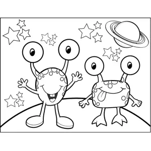Two Happy Monsters coloring page
