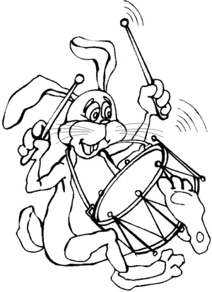 Drummer Rabbit coloring page