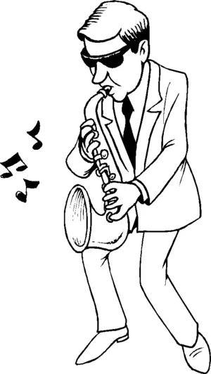 Saxophonist coloring page