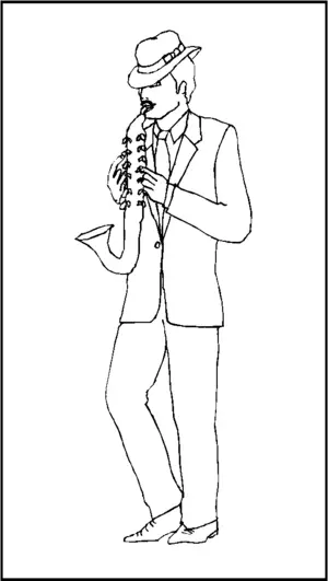 Saxophonist In Hat coloring page
